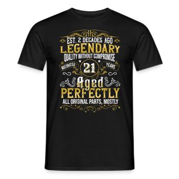 Vintage Légendaire - Vieilli parfaitement 21ème anniversaire - T-shirt homme - noir - Devant - AI Model Male 178 light (178cm)
