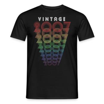 Millésime 2007 Année de naissance 2007 Millésime Anniversaire - T-shirt homme - noir - Devant - AI Model Male 178 light (178cm)