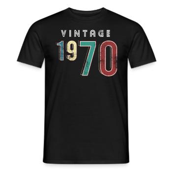 Vintage 1970 Birthday Born year 1970 - Men's T-Shirt - black - Front - AI Model Male 178 light (178cm)