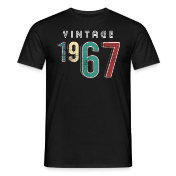 Millésime 1967 Anniversaire Né année 1967 - T-shirt homme - noir - Devant - AI Model Male 178 light (178cm)