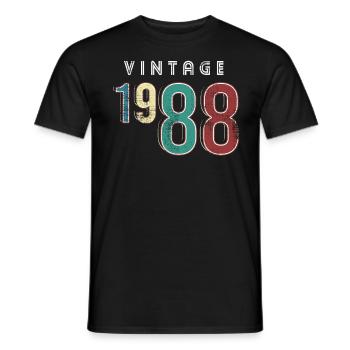 Millésime 1988 Anniversaire Né année 1988 - T-shirt homme - noir - Devant - AI Model Male 178 light (178cm)