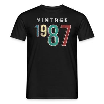 Millésime 1987 Anniversaire Né année 1987 - T-shirt homme - noir - Devant - AI Model Male 178 light (178cm)