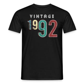 Millésime 1992 Anniversaire Né année 1992 - T-shirt homme - noir - Devant - AI Model Male 178 light (178cm)