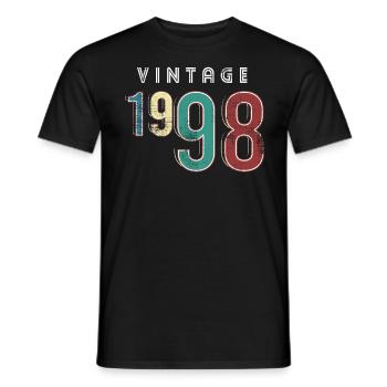 Millésime 1998 Anniversaire Né année 1998 - T-shirt homme - noir - Devant - AI Model Male 178 light (178cm)
