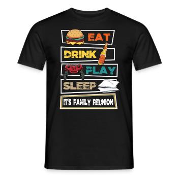 Manger Boire Jouer Dormir Son heure de réunion de famille - T-shirt homme - noir - Devant - AI Model Male 178 light (178cm)