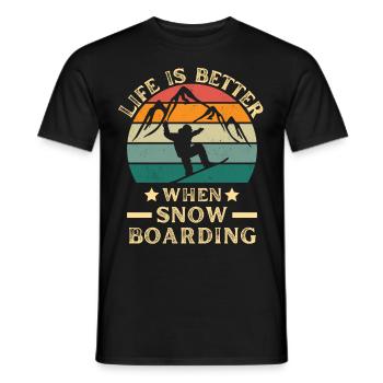 Snowboarden Snowboarding mit Snowboard retro - Männer T-Shirt - Schwarz - Vorne - AI Model Male 178 light (178cm)