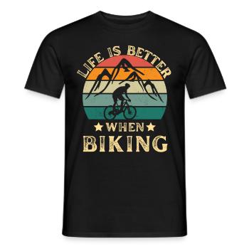 Biking retro vintage. Cycling mountain biking. - Men's T-Shirt - black - Front - AI Model Male 178 light (178cm)