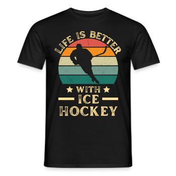 Jouer au hockey sur glace pour les amateurs de hockey sur glace vintage - T-shirt homme - noir - Devant - AI Model Male 178 light (178cm)