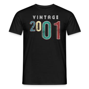 Vintage 2001 Birthday Born year 2001 - Men's T-Shirt - black - Front - AI Model Male 178 light (178cm)