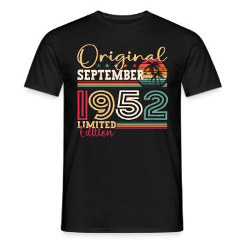 Original September Vintage 1952 Birthday Funny - Men's T-Shirt - black - Front - AI Model Male 178 light (178cm)