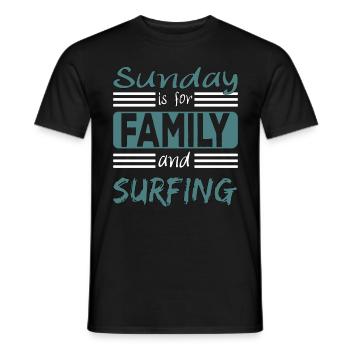 Sunday is for family and Surfing Spruch - Männer T-Shirt - Schwarz - Vorne - AI Model Male 178 light (178cm)