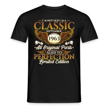 Jahrgang 1963 Geburtstag Geschenk Herren September - Männer T-Shirt - Schwarz - Vorne - AI Model Male 178 light (178cm)