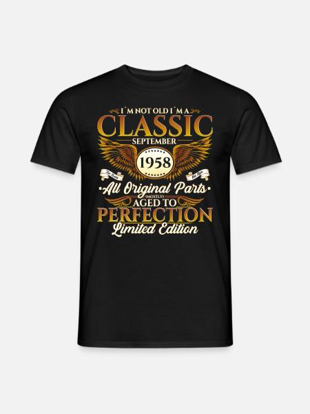 Jahrgang 1958 Geburtstag Geschenk Herren September - Männer T-Shirt - Schwarz
