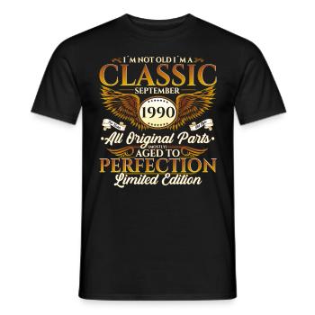 Born in 1990 Birthday Gift Men September - Men's T-Shirt - black - Front - AI Model Male 178 light (178cm)