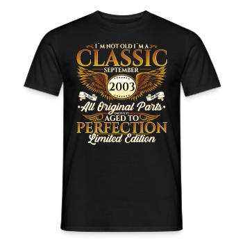 Born in 2003 Birthday Gift Men September - Men's T-Shirt - black - Front - AI Model Male 178 light (178cm)