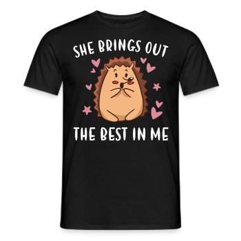 Hedgie She Brings Out The Best In Me Hedgehog - Men's T-Shirt - black - Front - AI Model Male 178 light (178cm)