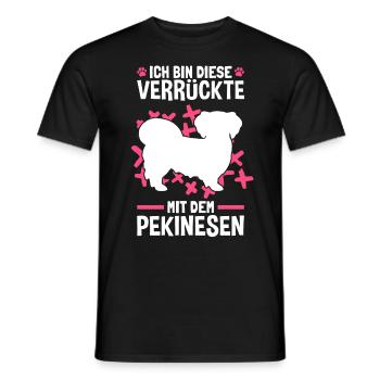 Verrückte mit Pekinese Peking-Palasthund - Männer T-Shirt - Schwarz - Vorne - AI Model Male 178 light (178cm)