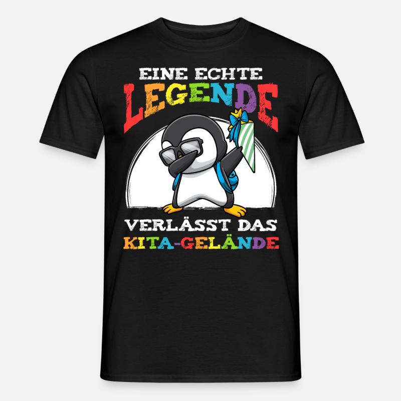 Schulkind Einschulung Pinguin - Männer T-Shirt - Schwarz