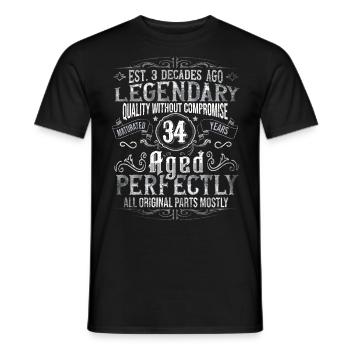 Legendary 34 years old gift for the 34th birthday - Men's T-Shirt - black - Front - AI Model Male 178 light (178cm)