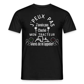 J'AVAIS pas Checké Mon Tracteur m'appelle - T-shirt homme - noir - Devant - AI Model Male 178 light (178cm)