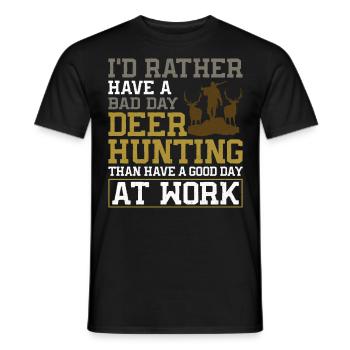 Chasseur de cerfs buck J’aurais - T-shirt homme - noir - Devant - AI Model Male 178 light (178cm)