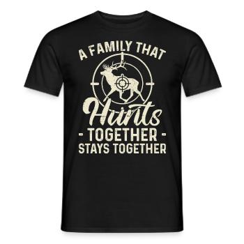 Buck Deer Hunting Hunter Family A - Men's T-Shirt - black - Front - AI Model Male 178 light (178cm)