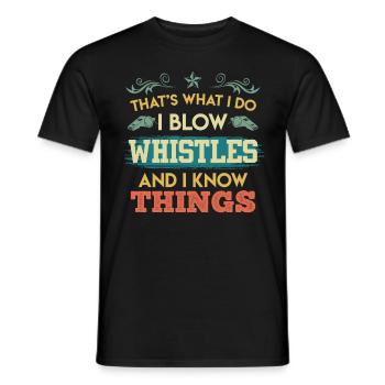 Sifflet de l’arbitre et savoir des choses - T-shirt homme - noir - Devant - AI Model Male 178 light (178cm)