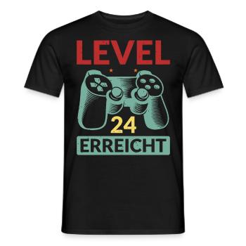 Level 24 Erreicht Gamer - Männer T-Shirt - Schwarz - Vorne - AI Model Male 178 light (178cm)