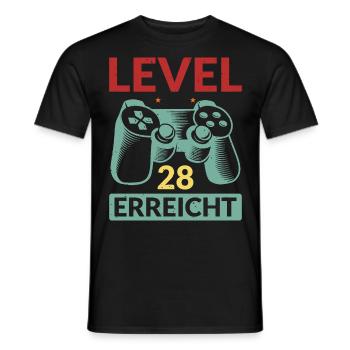 Level 28 Erreicht Gamer - Männer T-Shirt - Schwarz - Vorne - AI Model Male 178 light (178cm)