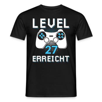 Level 27 Erreicht Gamer - Männer T-Shirt - Schwarz - Vorne - AI Model Male 178 light (178cm)