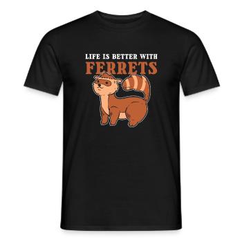 Life is Better with Ferrets Pet Ferret Lover - Männer T-Shirt - Schwarz - Vorne - AI Model Male 178 light (178cm)