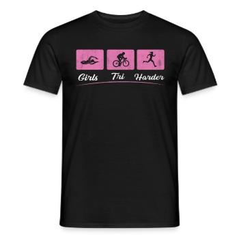 Girls Tri Harder Funny Triathlon - Männer T-Shirt - Schwarz - Vorne - AI Model Male 178 light (178cm)