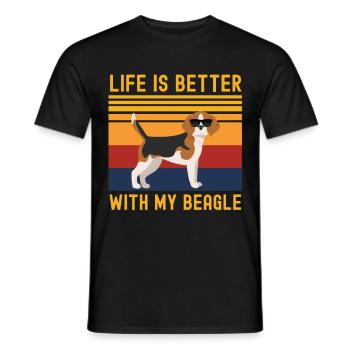 Beagle Dog Retro Vintage - T-shirt homme - noir - Devant - AI Model Male 178 light (178cm)