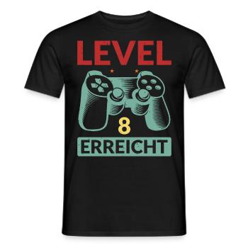 Level 8 Erreicht Gamer - Männer T-Shirt - Schwarz - Vorne - AI Model Male 178 light (178cm)