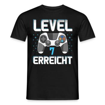 Level 7 Erreicht Gamer - Männer T-Shirt - Schwarz - Vorne - AI Model Male 178 light (178cm)