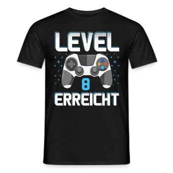Level 8 Erreicht Gamer - Männer T-Shirt - Schwarz - Vorne - AI Model Male 178 light (178cm)