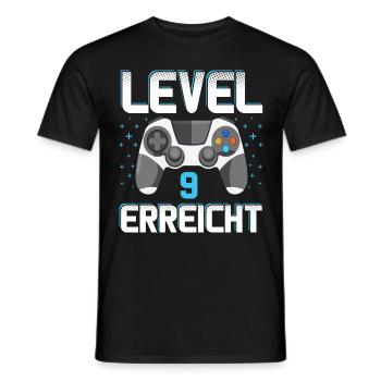 Level 9 Erreicht Gamer - Männer T-Shirt - Schwarz - Vorne - AI Model Male 178 light (178cm)