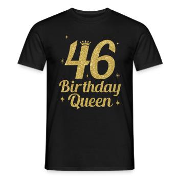 Birthday Queen 46 - Men's T-Shirt - black - Front - AI Model Male 178 light (178cm)