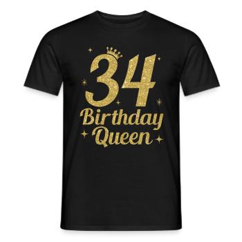 Birthday Queen 34 - Men's T-Shirt - black - Front - AI Model Male 178 light (178cm)