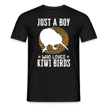 Only a boy who loves kiwi birds - Men's T-Shirt - black - Front - AI Model Male 178 light (178cm)