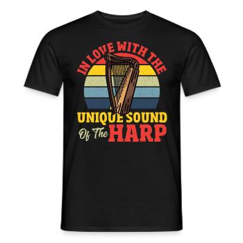 In Love With The Unique Sound Of The Harp Player - Men's T-Shirt - black - Front - AI Model Male 178 light (178cm)