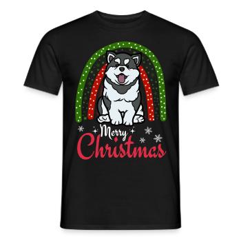Christmas Sweet Husky Lover Kawaii - Men's T-Shirt - black - Front - AI Model Male 178 light (178cm)