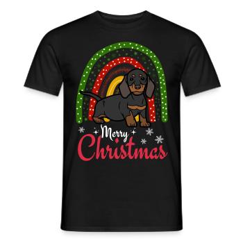 Cute Dachshund Christmas Puppy Kawaii - Men's T-Shirt - black - Front - AI Model Male 178 light (178cm)