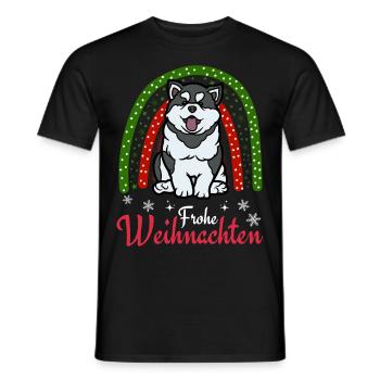 Christmas Sweet Husky Lover Kawaii - Men's T-Shirt - black - Front - AI Model Male 178 light (178cm)