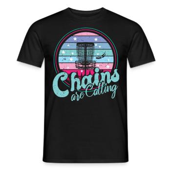 Les chaînes rétro Sunset appellent le disc golf - T-shirt homme - noir - Devant - AI Model Male 178 light (178cm)