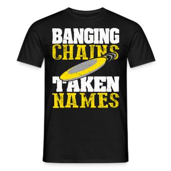 Retro Sunset Banging Chains prend des noms Disc Golf - T-shirt homme - noir - Devant - AI Model Male 178 light (178cm)