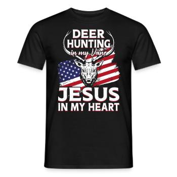 Chasseur de cerfs Buck Jesus - T-shirt homme - noir - Devant - AI Model Male 178 light (178cm)