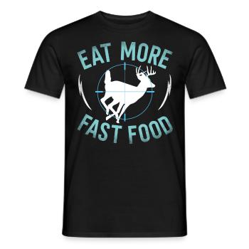 Chasseur de cerfs buck mange plus - T-shirt homme - noir - Devant - AI Model Male 178 light (178cm)