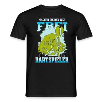 Eilige Dartspieler die zum Spiel wollen - Männer T-Shirt - Schwarz - Vorne - AI Model Male 178 light (178cm)