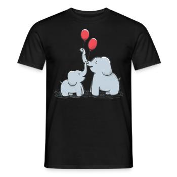 Sweet elephants with red balloons - Men's T-Shirt - black - Front - AI Model Male 178 light (178cm)